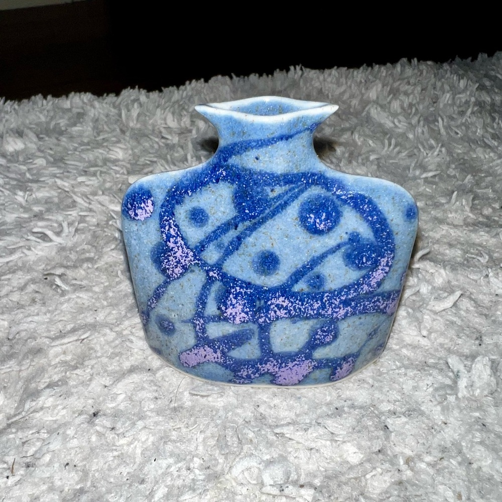 Earth & Sky Pottery Artisan Blue & Purple Ceramic Vase Small - Picture 3 of 9